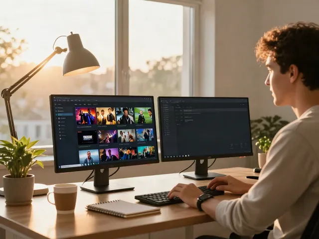 Streaming Pikashow for Windows desktop in a modern home office.