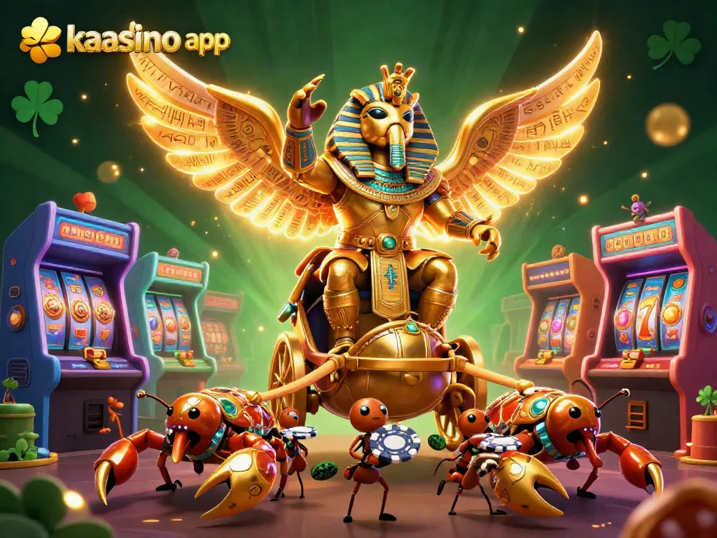 Engage with the kaasino app in a vibrant 3D cartoon casino illustration featuring golden characters and dynamic gaming elements.