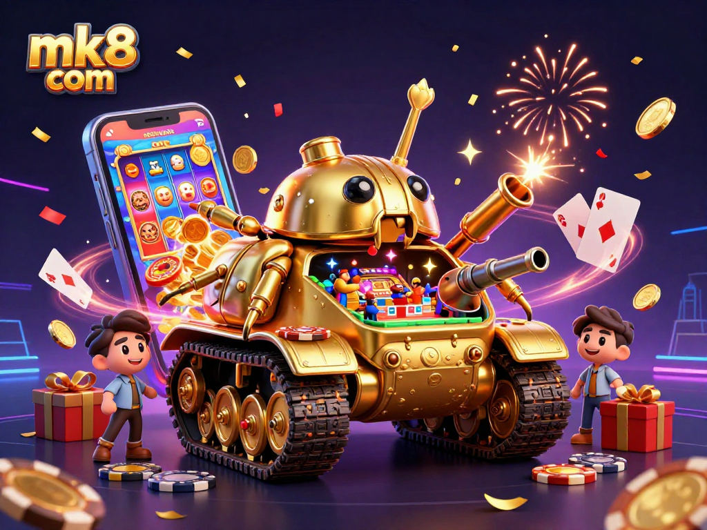 Play the exciting games at mk8 com with vibrant scenes of slot machines and casino fun.
