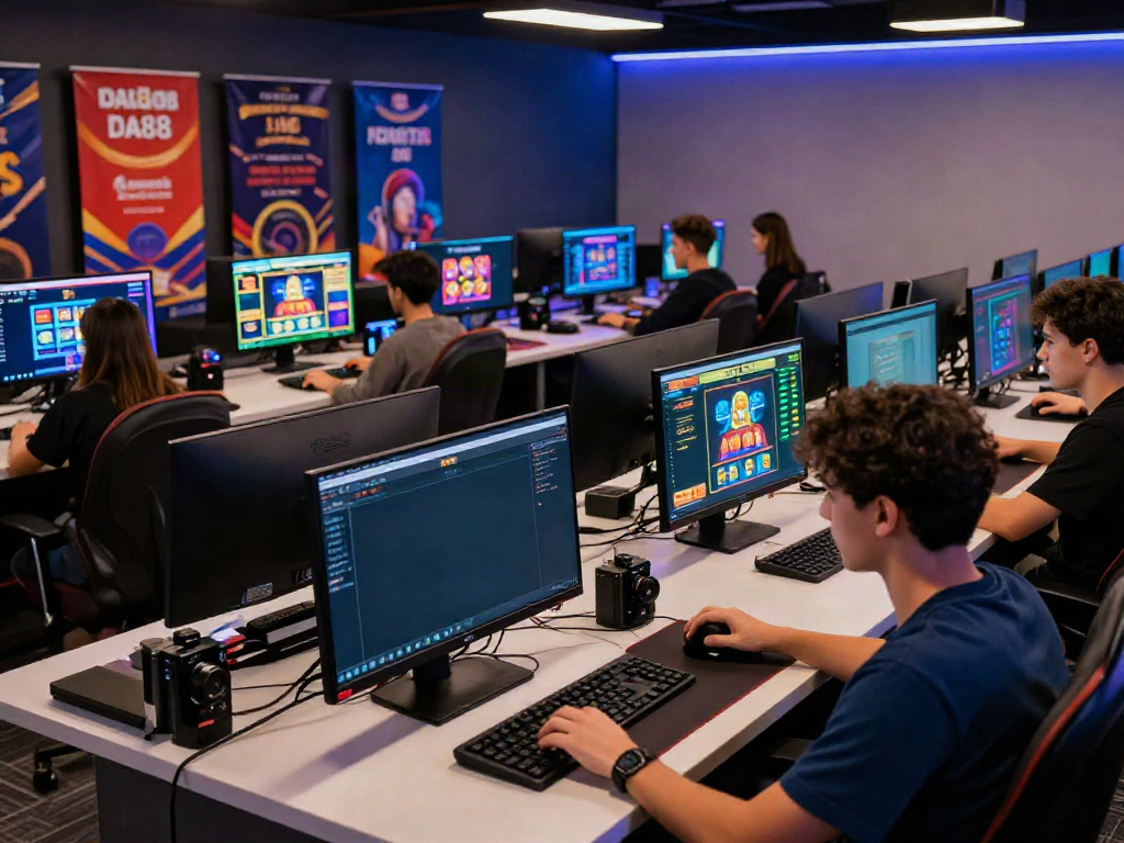 Exciting gaming experience at DA88 featuring diverse players engaged in online gambling activities.