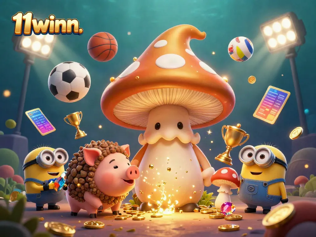Engage with 11winn's vibrant 3D themed casino scene with magical elements and dynamic sports elements.