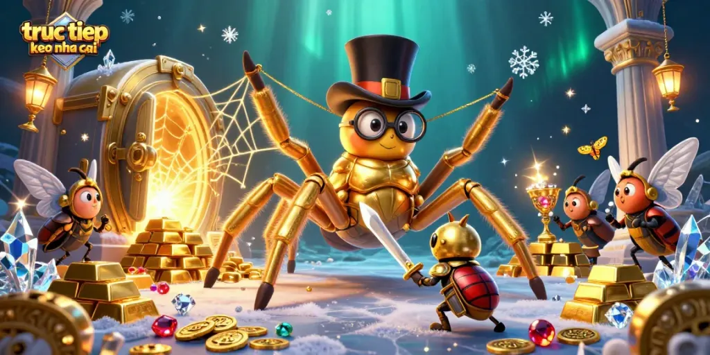 Betting on truc tiep keo nha cai with vibrant casino characters and a dazzling treasure scene