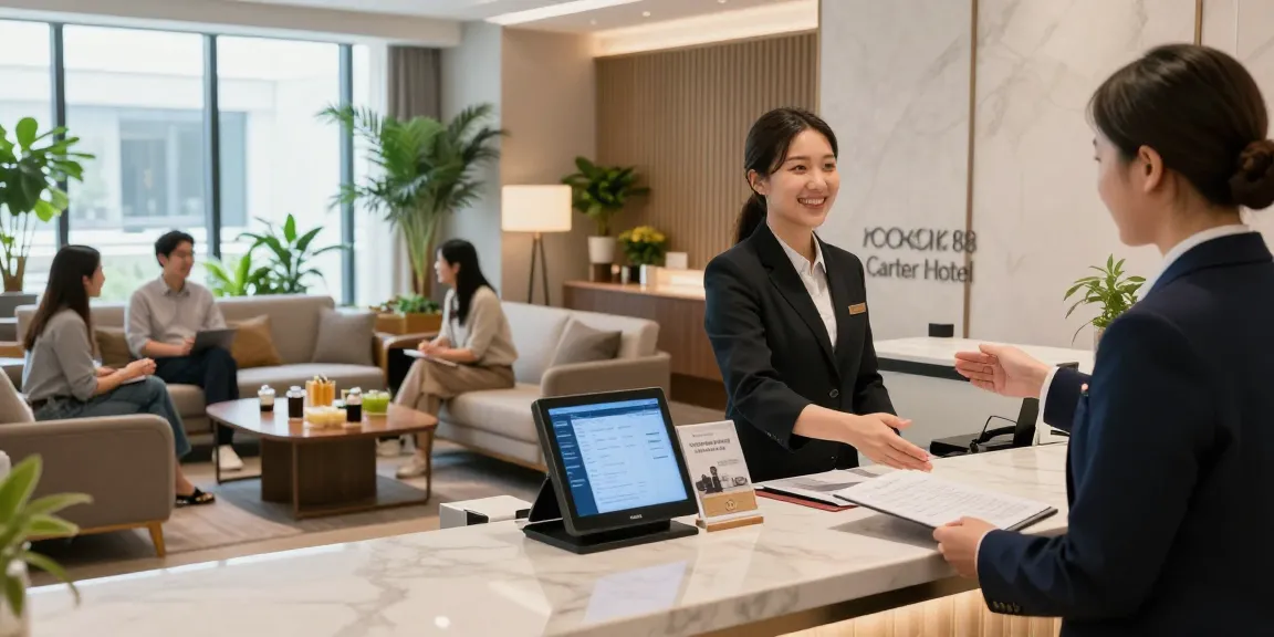 Inviting reception area at ROKOK88 Carter Hotel showcasing modern design and guest hospitality.