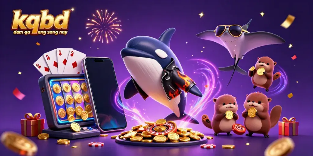 Experience the thrill of gambling action with kqbd dem qua rang sang nay featuring characters and casino elements.