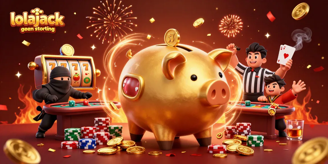 Win big at lolajack casino geen storting with the golden piggy bank sumo wrestler surrounded by action