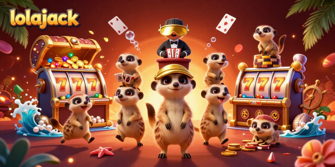 Meerkats manage an exciting casino scene in lolajack, showcasing vibrant slot reels and dynamic action.